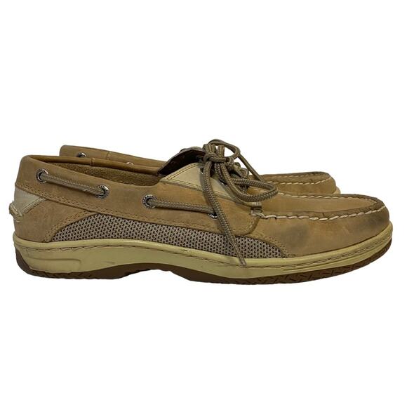 Sperry Top Sider Billfish Tan Leather 3 Eye Slip On Boat Shoes Size 8.5 - Picture 1 of 11